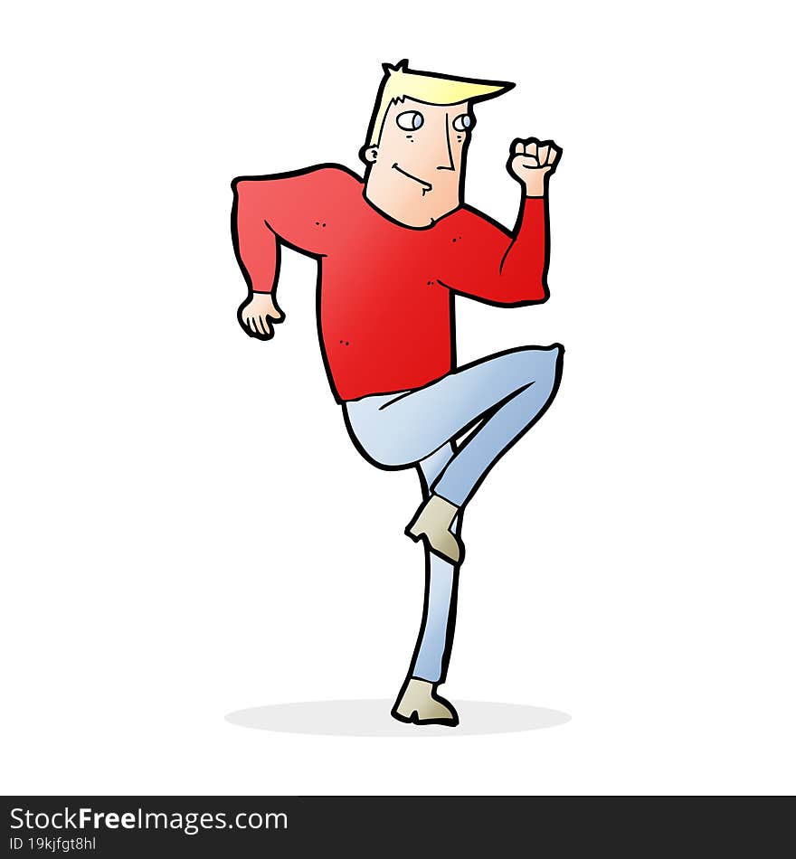 cartoon man jogging on spot