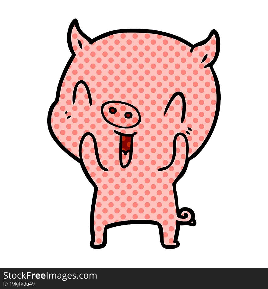 happy cartoon pig. happy cartoon pig