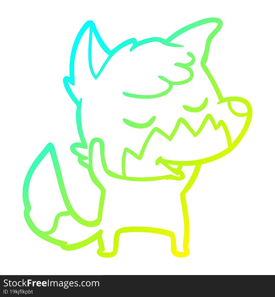 cold gradient line drawing friendly cartoon fox