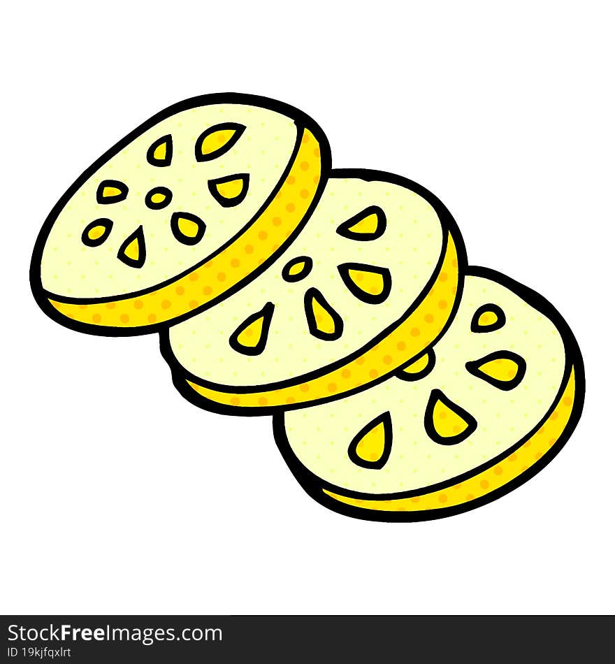 cartoon doodle lemon slices