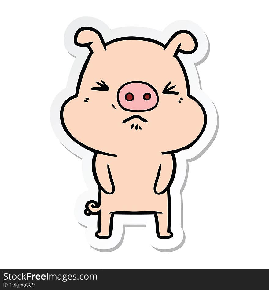 sticker of a cartoon grumpy pig