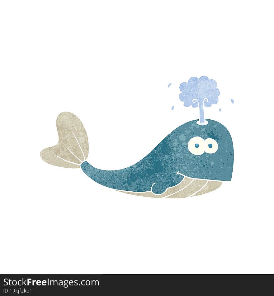 retro cartoon whale spouting water