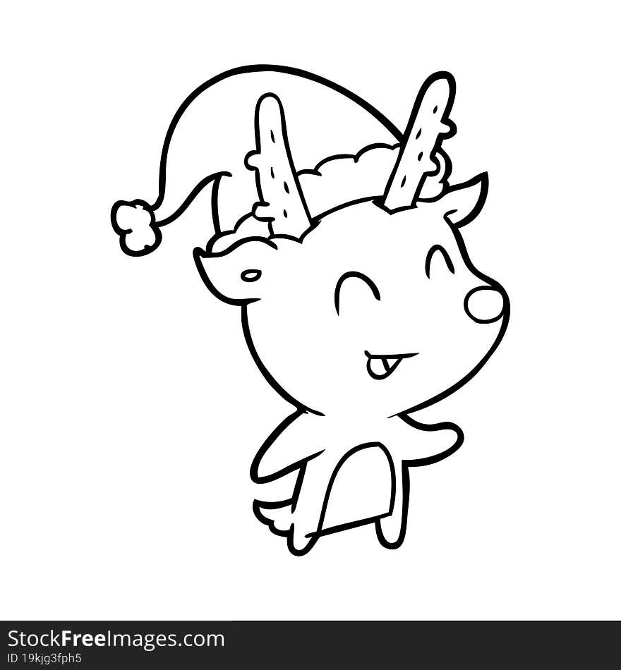 line drawing of a christmas reindeer. line drawing of a christmas reindeer