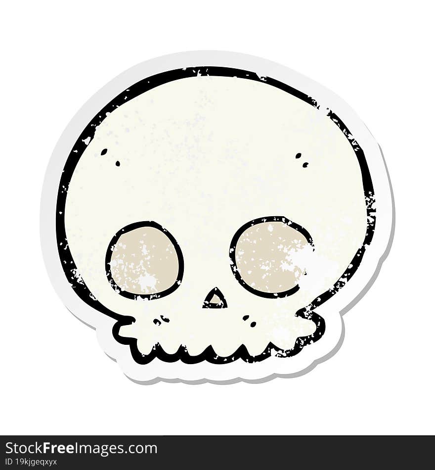 distressed sticker of a cartoon skull