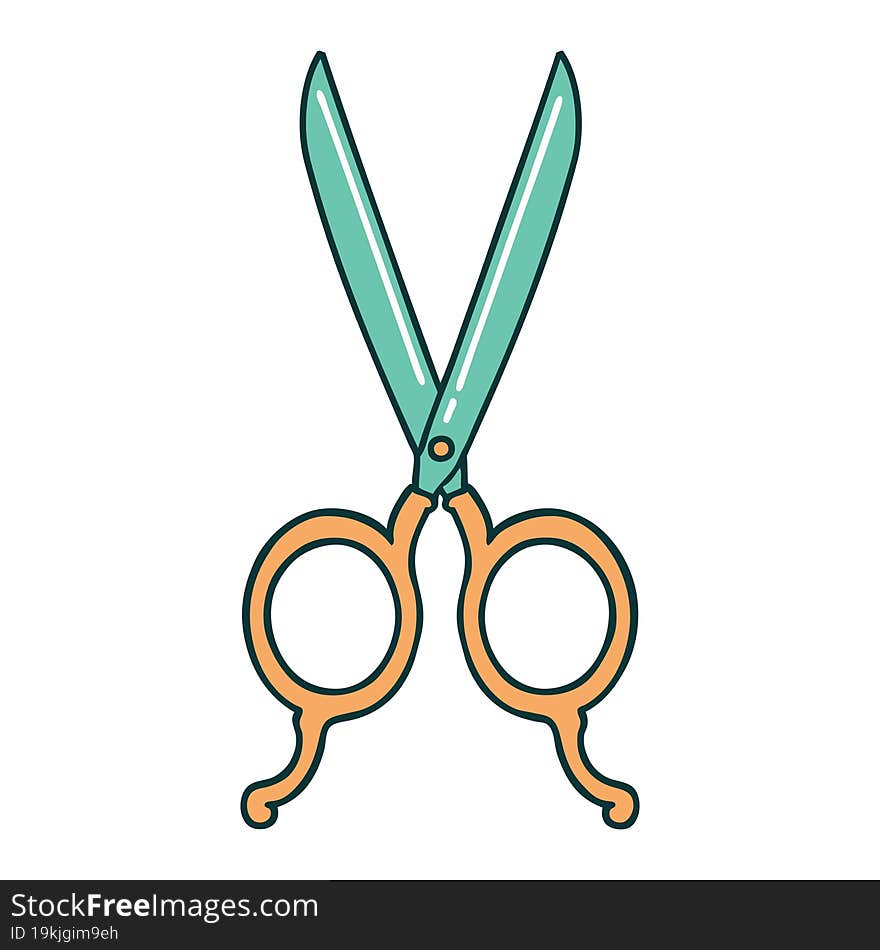 iconic tattoo style image of barber scissors. iconic tattoo style image of barber scissors