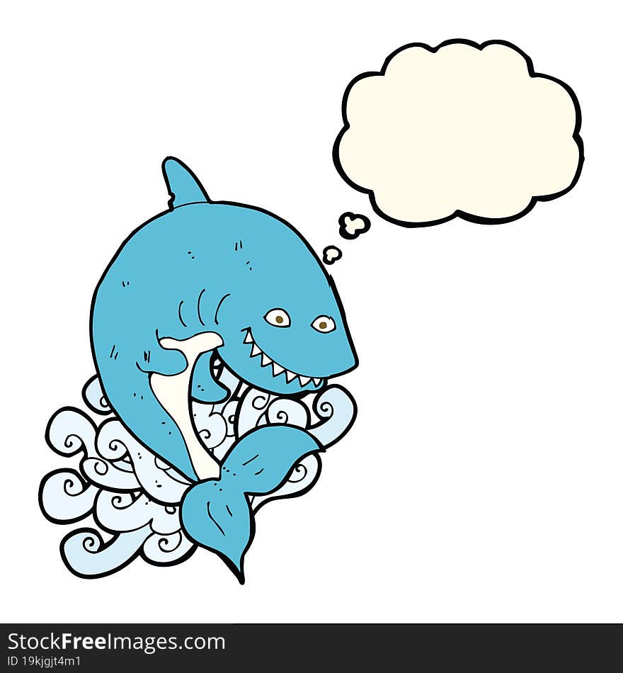 cartoon shark with thought bubble