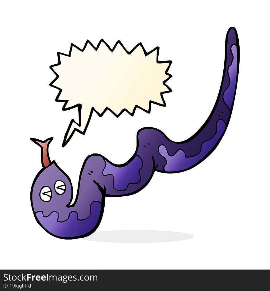 cartoon hissing snake with speech bubble