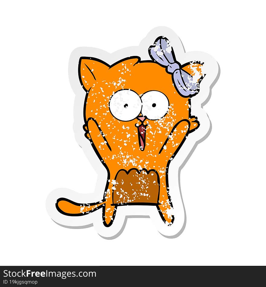 distressed sticker of a cartoon cat