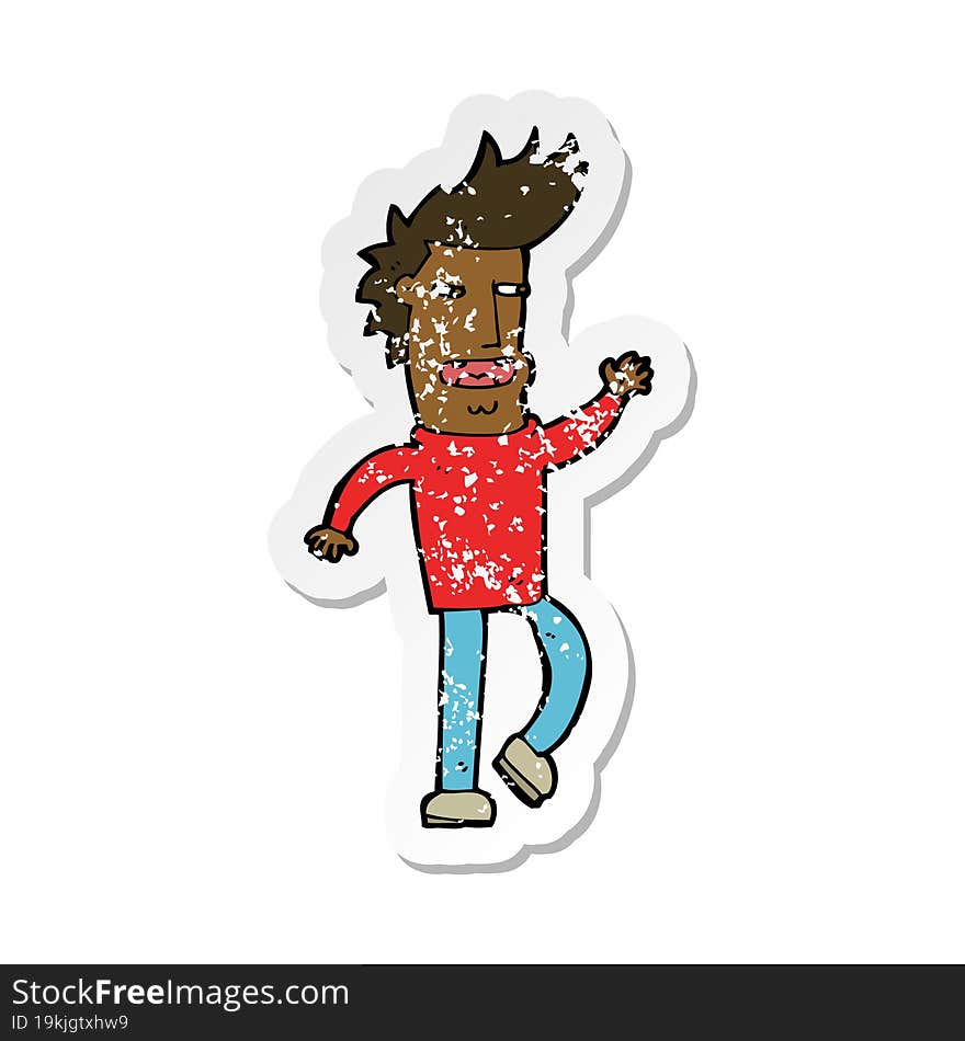 Retro Distressed Sticker Of A Cartoon Loudmouth Man