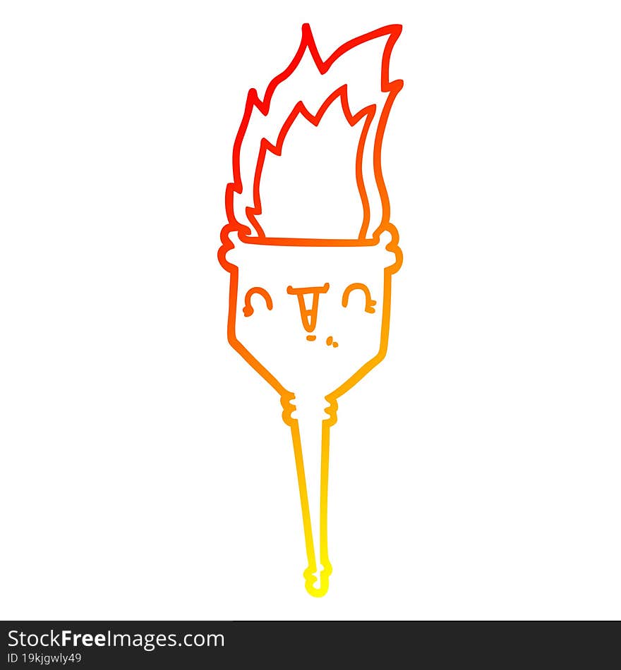 warm gradient line drawing cartoon flaming chalice