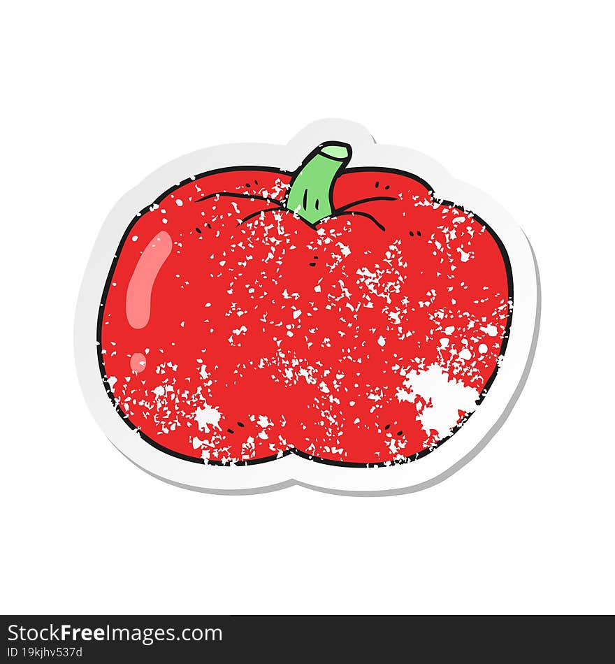 retro distressed sticker of a cartoon tomato