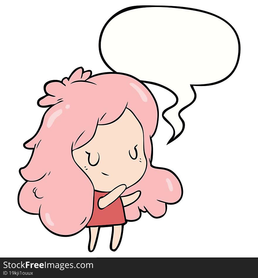 cute cartoon girl with speech bubble. cute cartoon girl with speech bubble