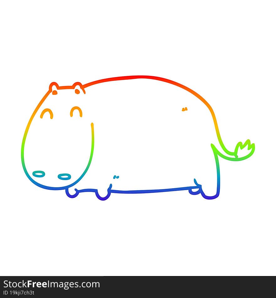 rainbow gradient line drawing cartoon hippo