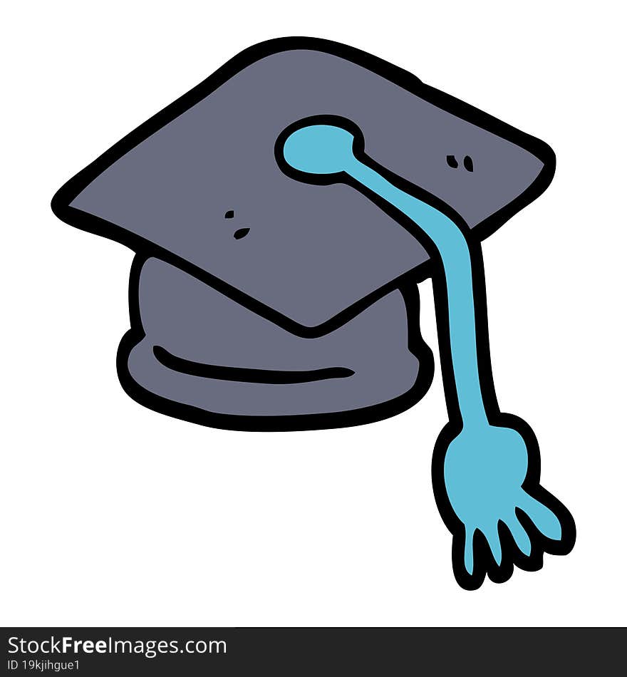 hand drawn doodle style cartoon graduation hat