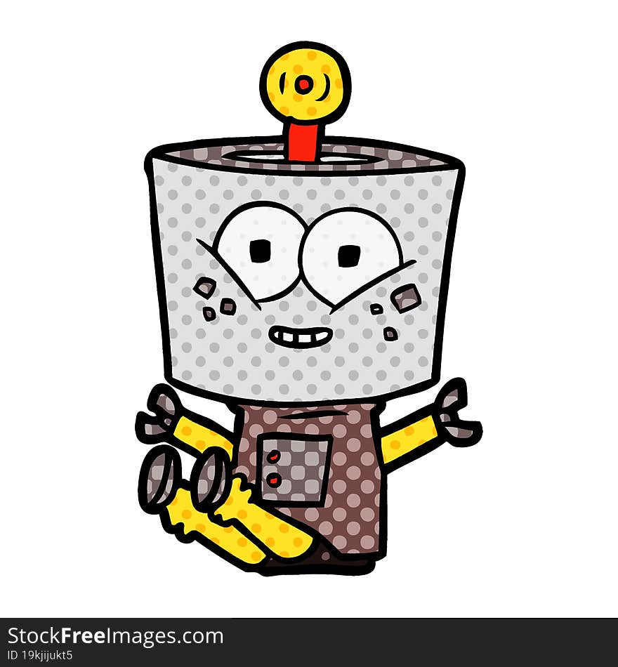 happy cartoon robot. happy cartoon robot