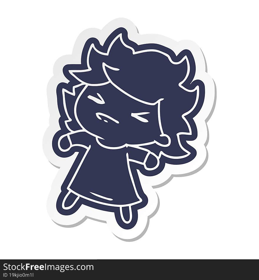 Cartoon Sticker Of A Cute Kawaii Girl