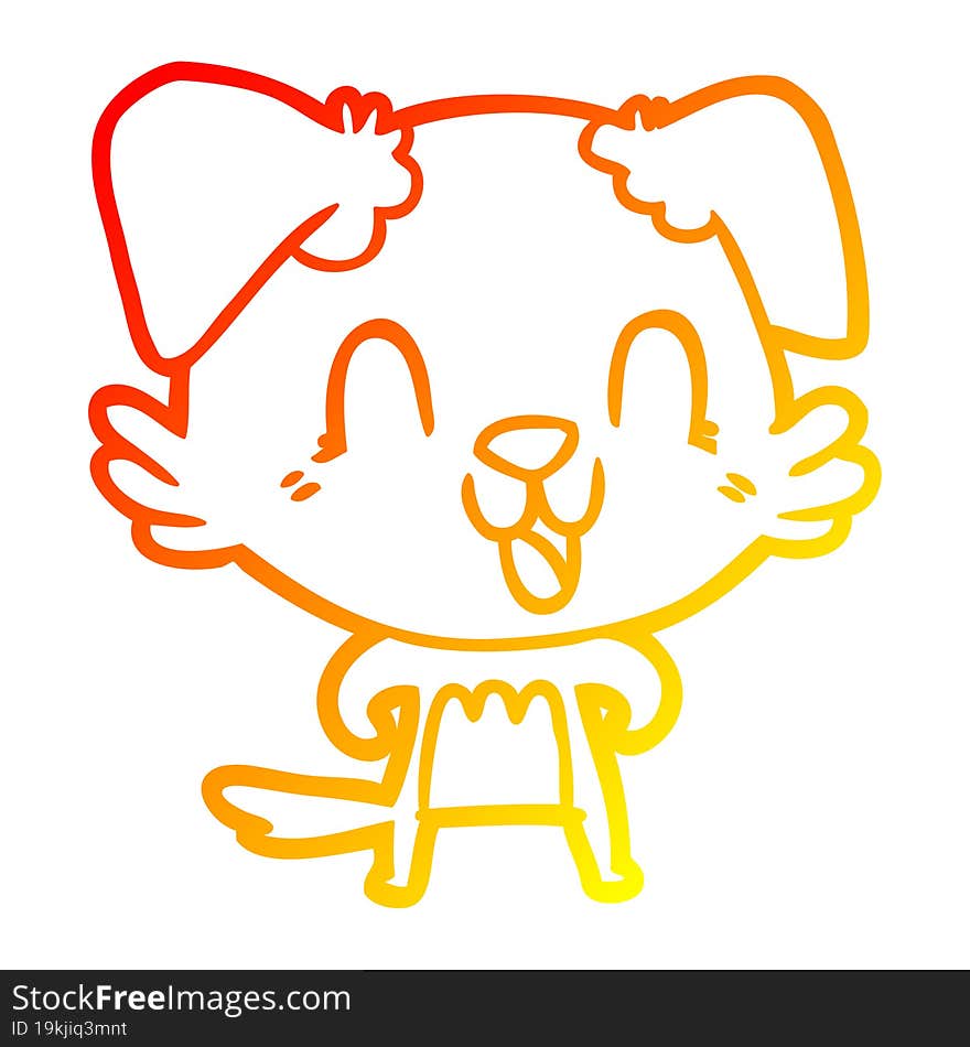 warm gradient line drawing laughing cartoon dog