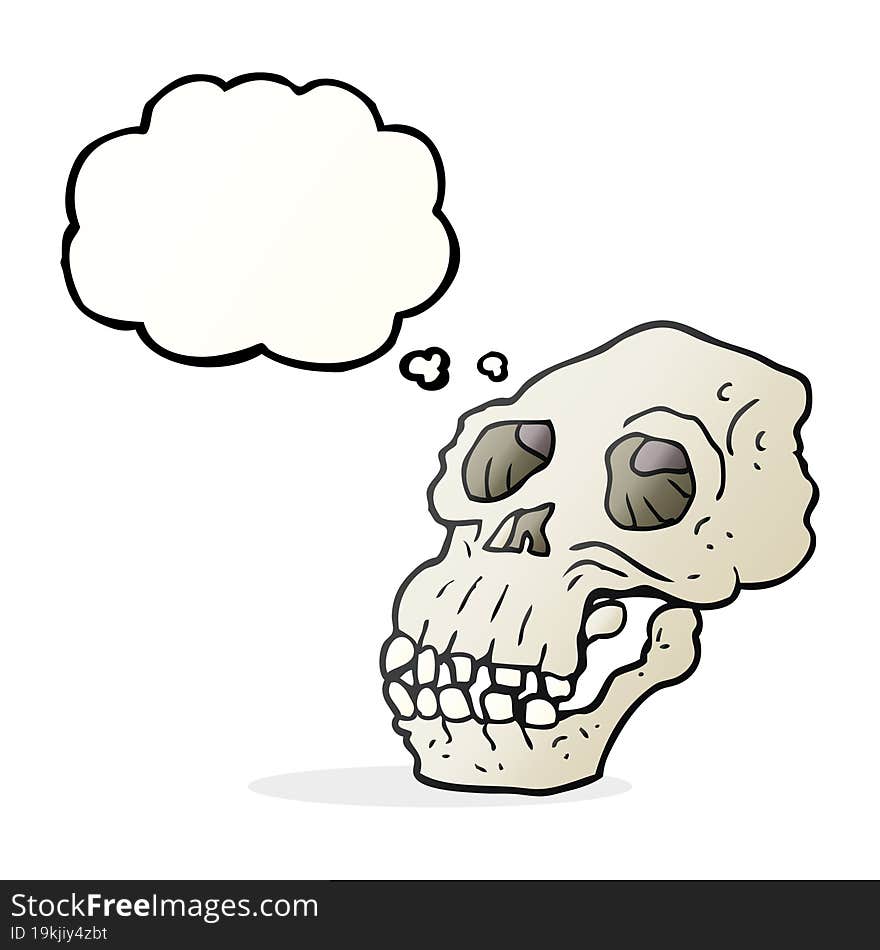 thought bubble cartoon ancient skull