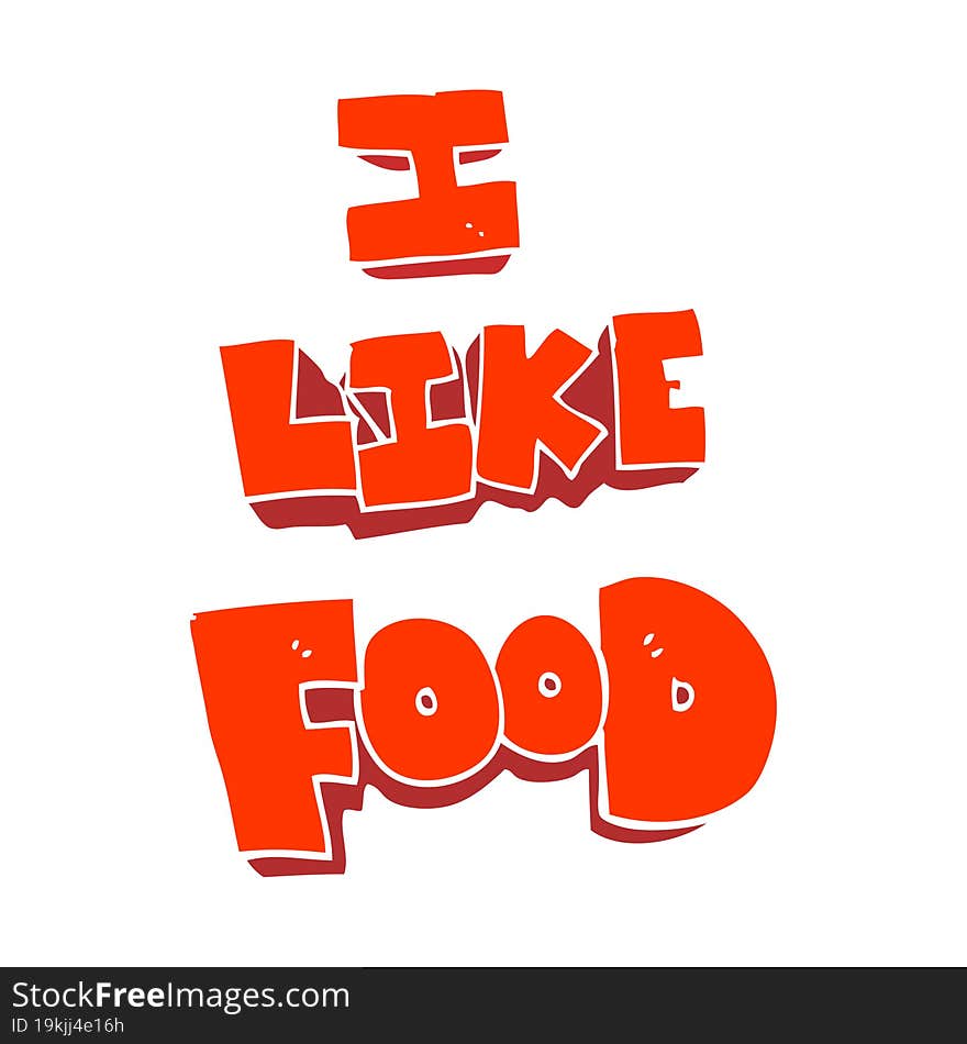 Flat Color Illustration Of A Cartoon I Like Food Symbol