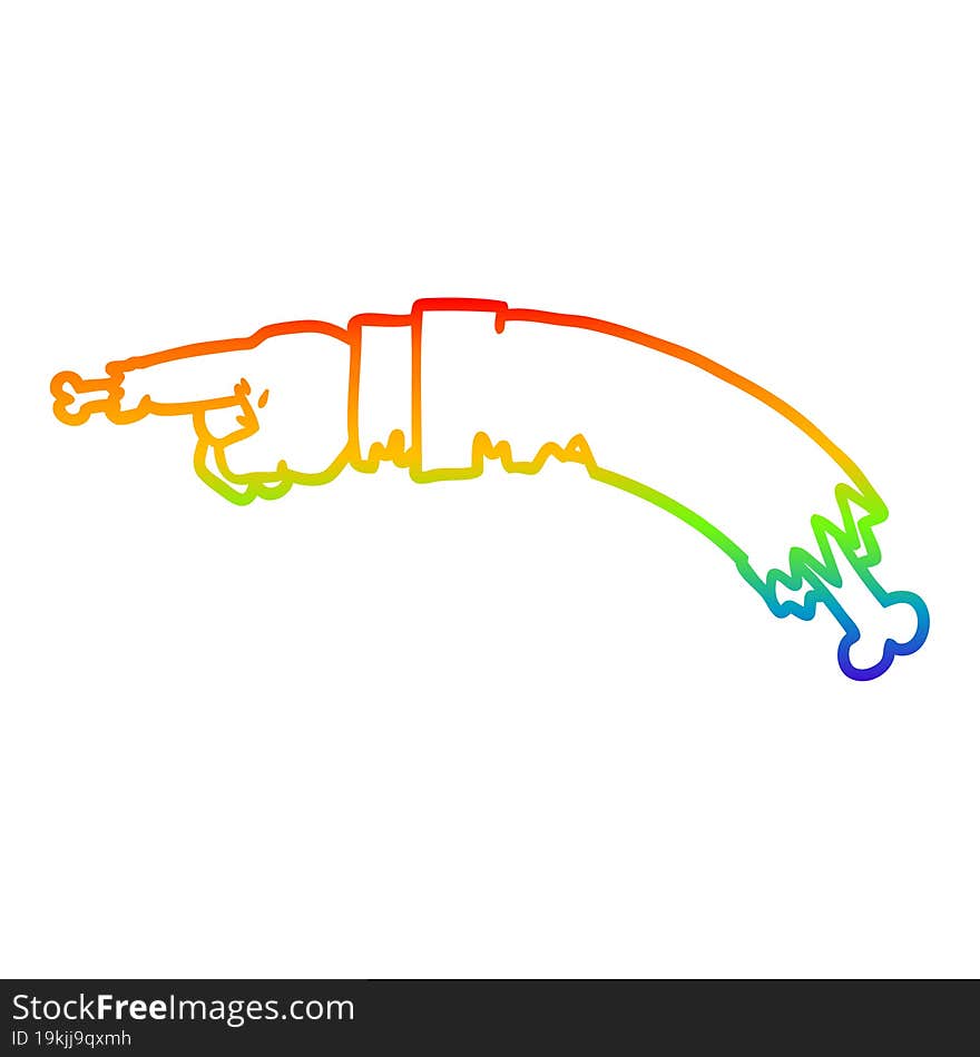 rainbow gradient line drawing of a cartoon pointing zombie hand