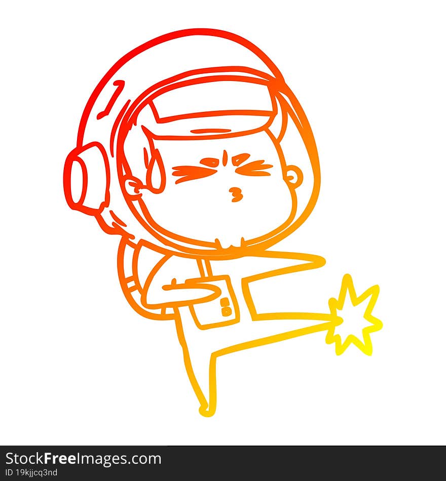 warm gradient line drawing cartoon stressed astronaut