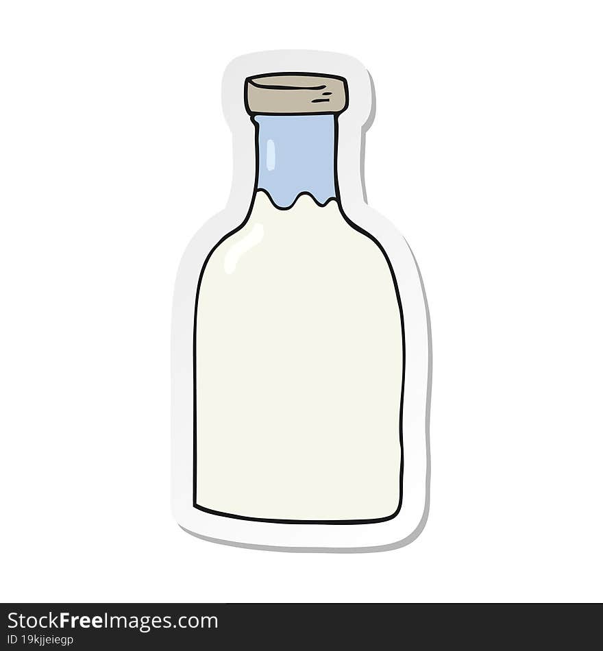 sticker of a cartoon milk bottle