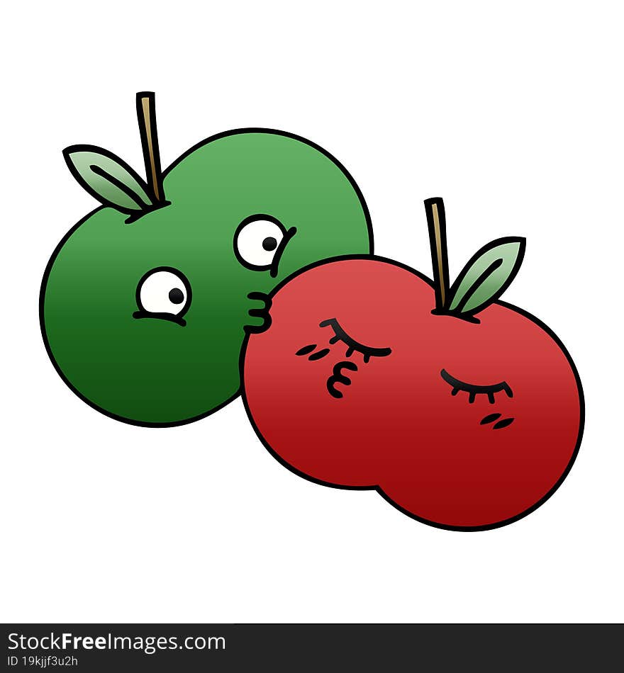 gradient shaded cartoon juicy apple