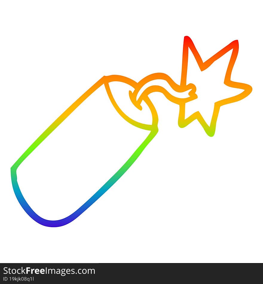 rainbow gradient line drawing of a cartoon dynamite