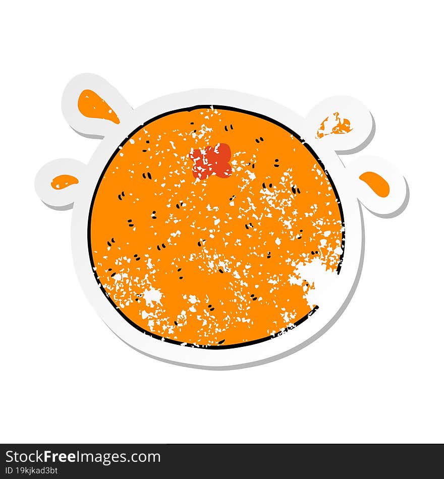 Distressed Sticker Of A Cartoon Orange