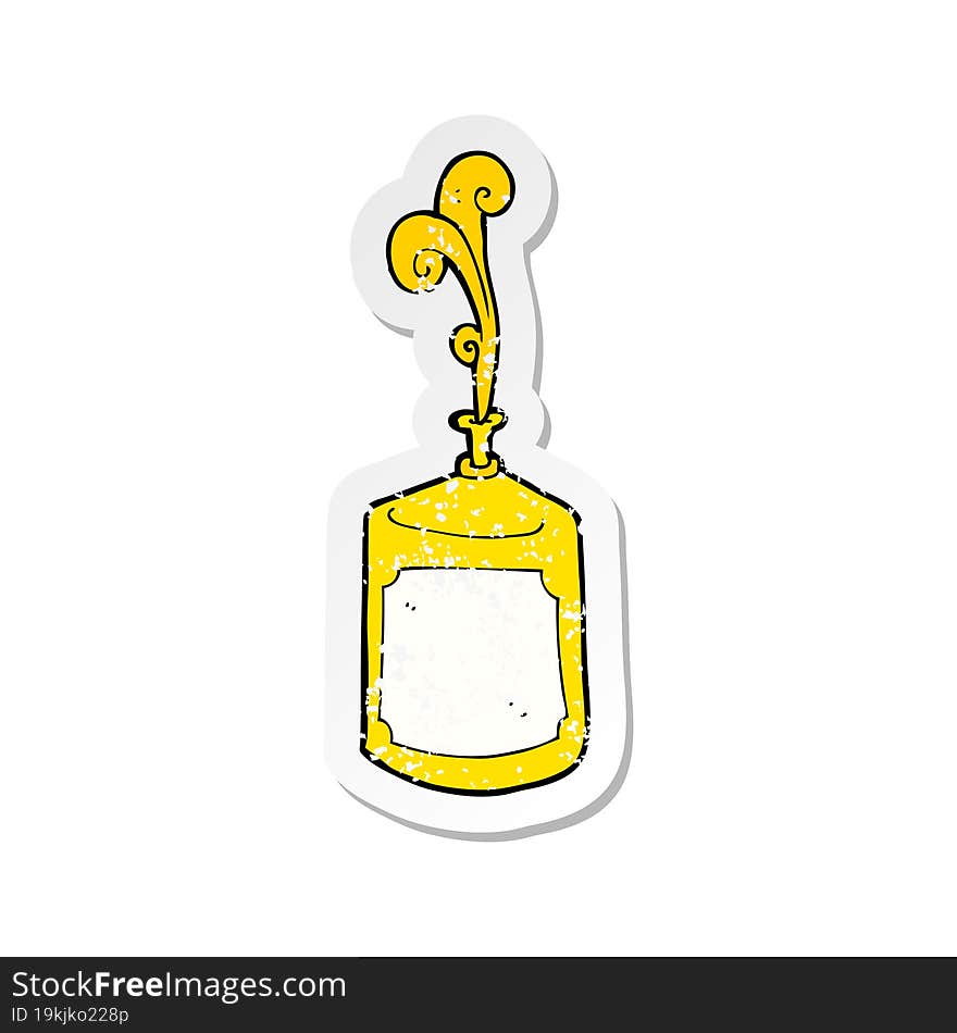 retro distressed sticker of a cartoon squirting mustard bottle