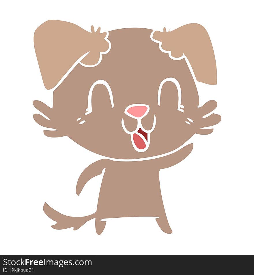 laughing flat color style cartoon dog