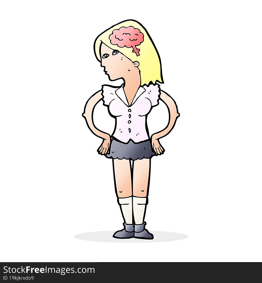 cartoon intelligent woman