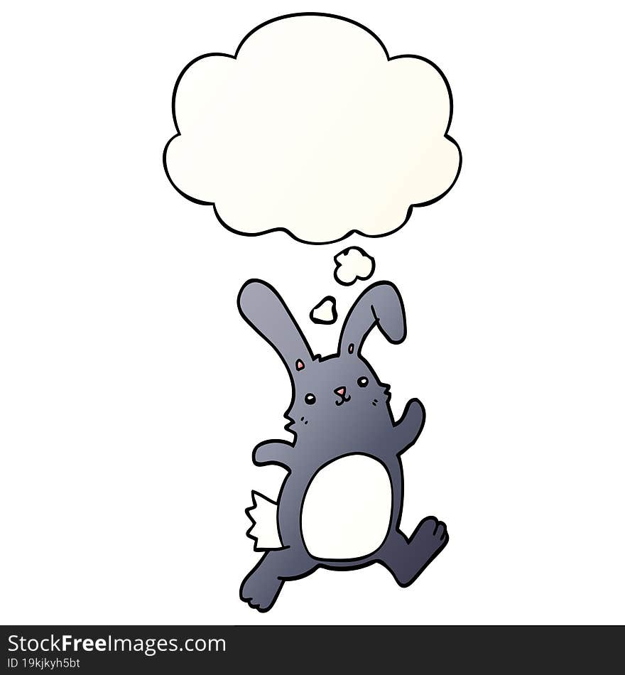 cartoon rabbit running with thought bubble in smooth gradient style