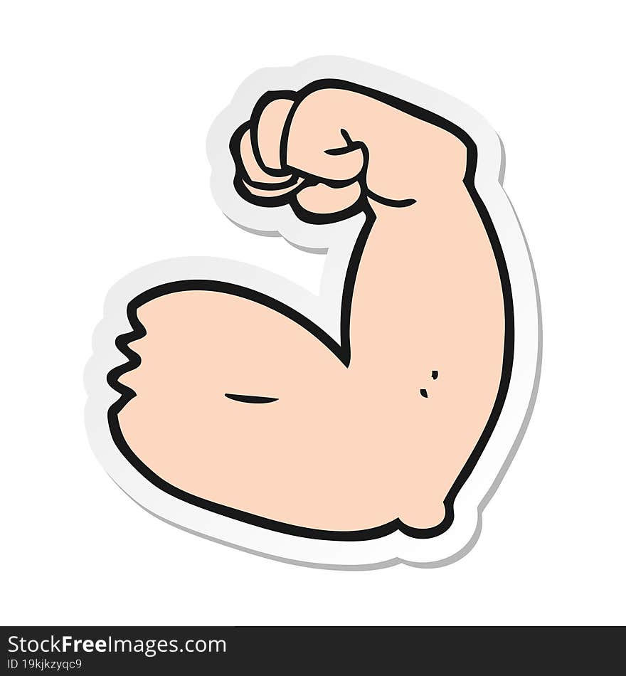 sticker of a cartoon strong arm flexing bicep