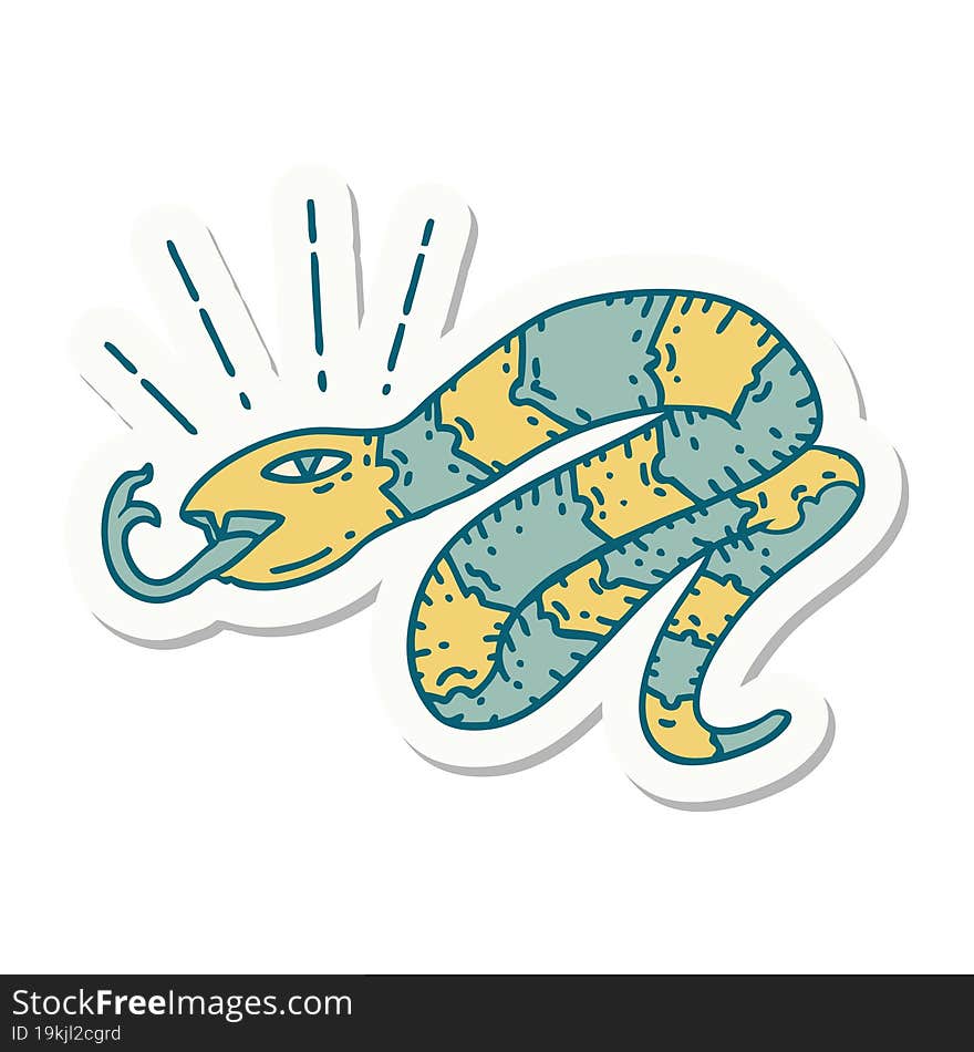 sticker of tattoo style hissing snake