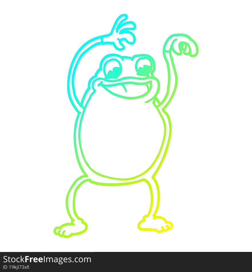 cold gradient line drawing of a cartoon frog