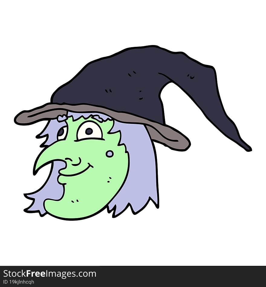 cartoon doodle witch face