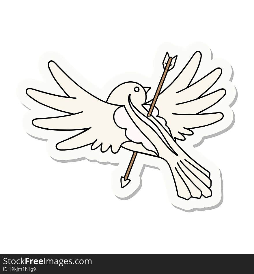 Tattoo Style Sticker Of A Dove Pierced With Arrow