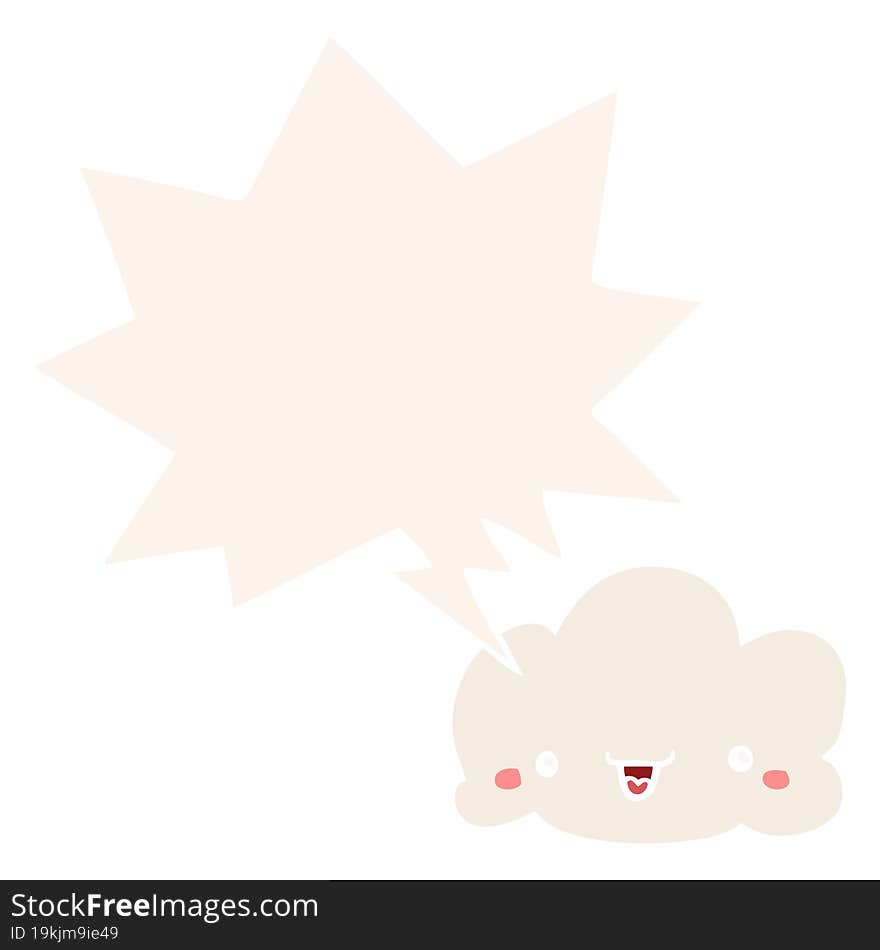 cartoon cloud and speech bubble in retro style