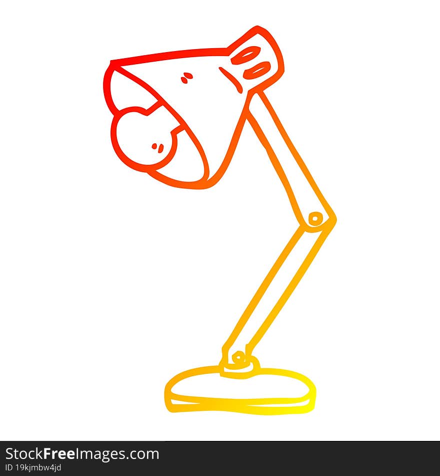 Warm Gradient Line Drawing Cartoon Angled Desk Lamp