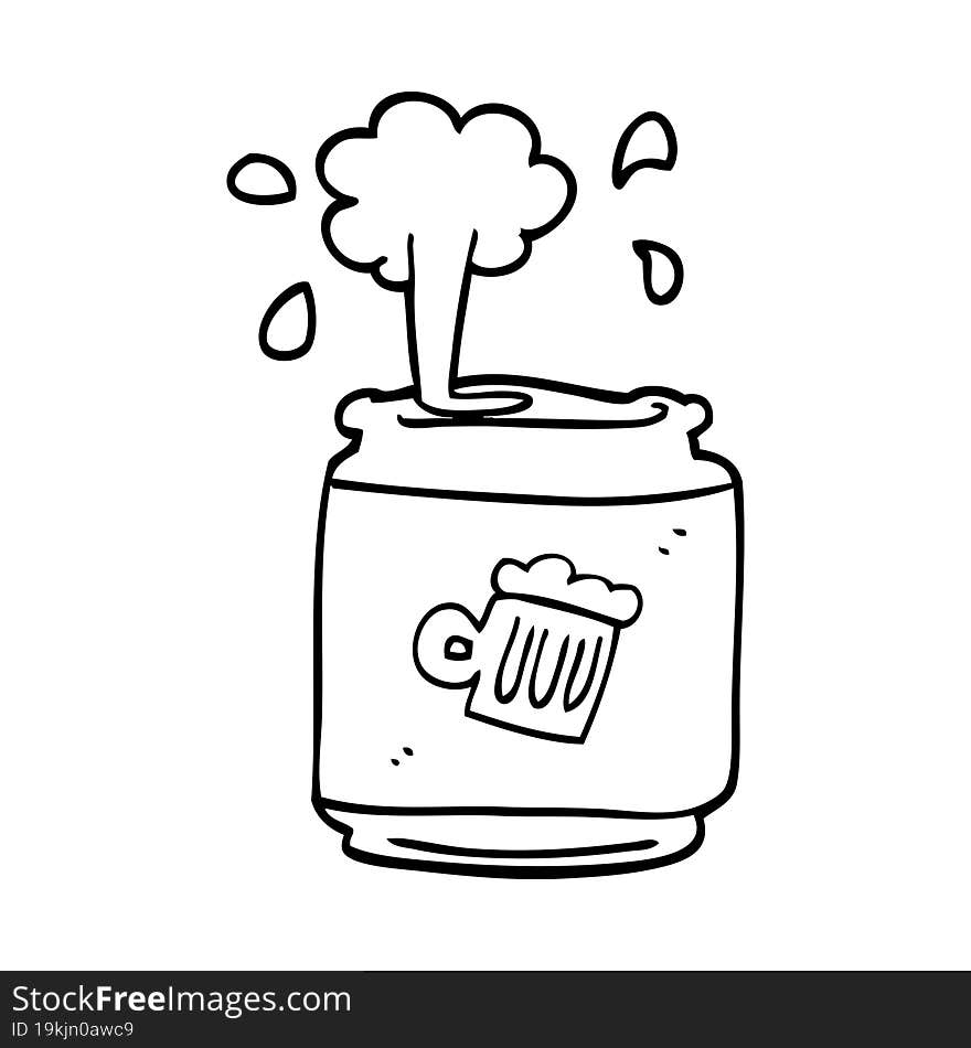 line drawing cartoon of a can of beer