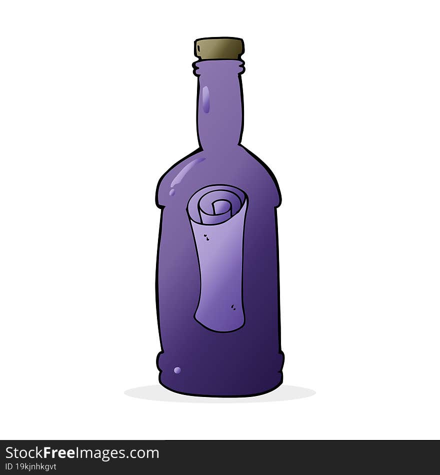 cartoon letter in a bottle