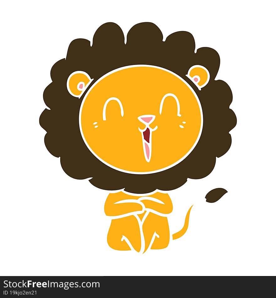 Laughing Lion Flat Color Style Cartoon