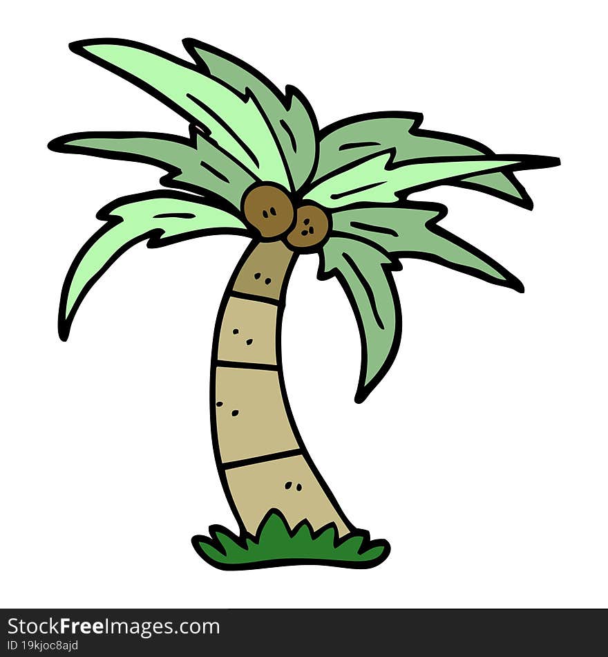 cartoon doodle palm tree