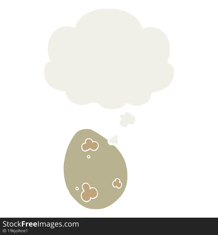 cartoon egg with thought bubble in retro style