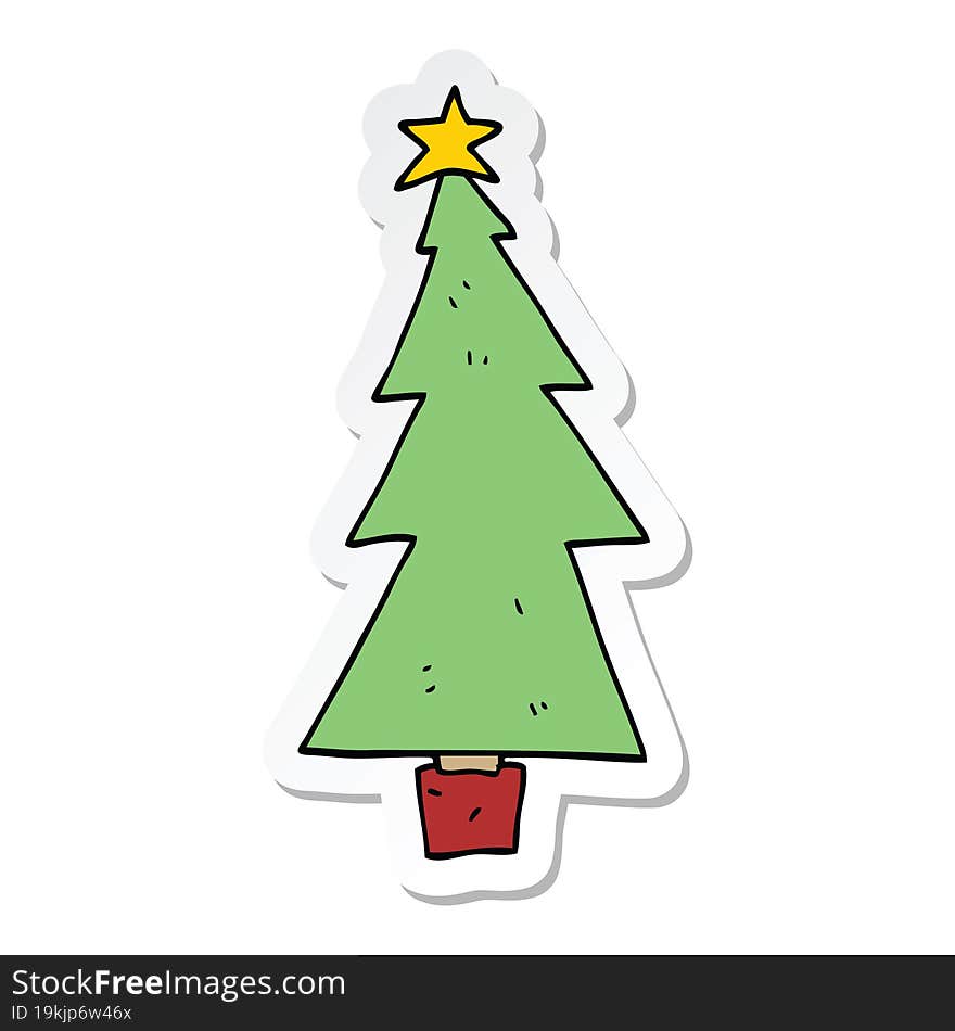 sticker of a cartoon christmas tree