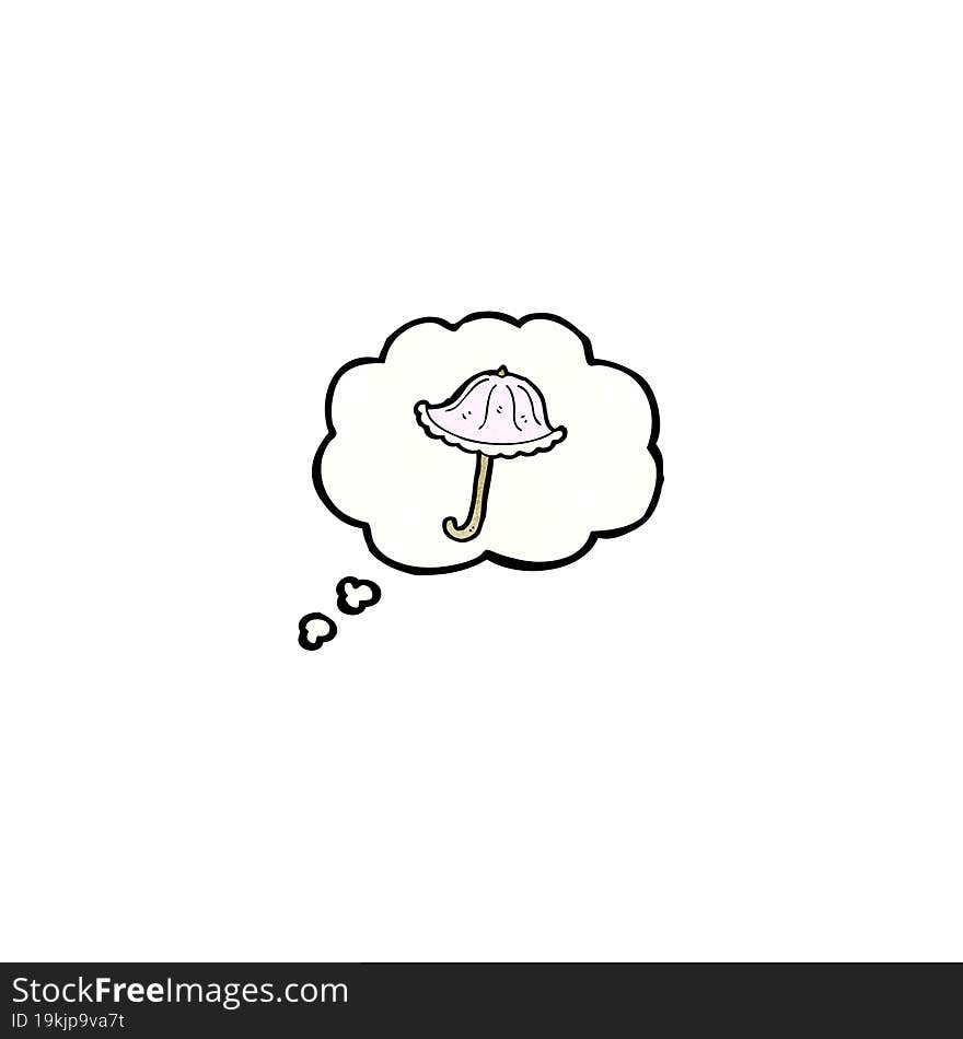 cartoon parasol in thought bubble