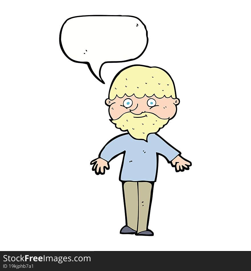 cartoon happy man with speech bubble