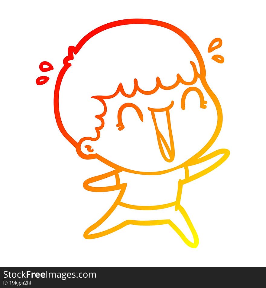 Warm Gradient Line Drawing Laughing Cartoon Man