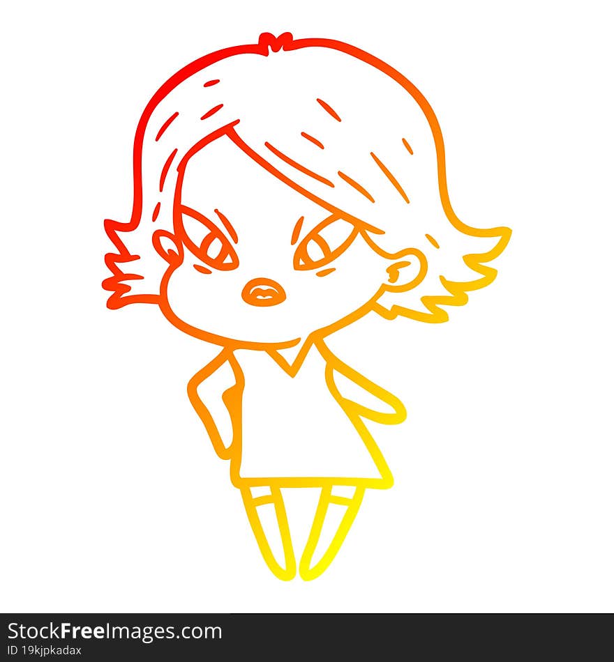 warm gradient line drawing of a cartoon stressed woman